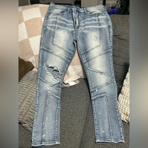 Nova Men Distressed Light Blue Jeans